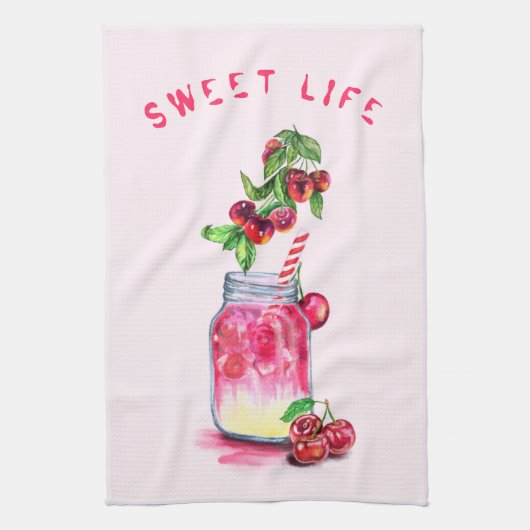Cherry Cool Drink Fruits Keukenhanddoek (Verticaal)