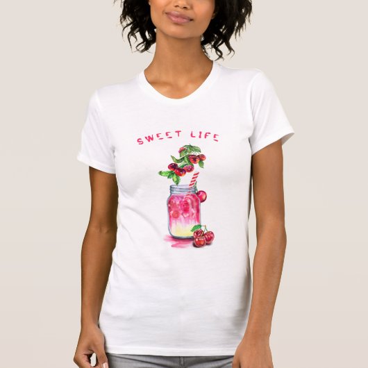 Cherry Cool Drink Funny Party T-shirt Aangepaste t (Voorkant)