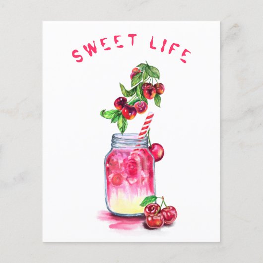 Cherry Cool Drink Zomer Cocktail Party Flyer (Achterkant)