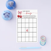 Cherry Coquette Baby shower Bingo Game Kaart Flyer (Enkel)