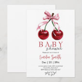 Cherry Coquette Baby shower Kaart (Voorkant / Achterkant)