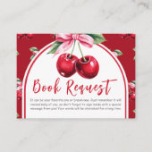 Cherry Coquette Bow Girl Baby shower Boek Verzoek Informatiekaartje (Voorkant)