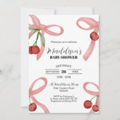 Cherry Coquette Bows Baby shower Uitnodiging (Voorkant)