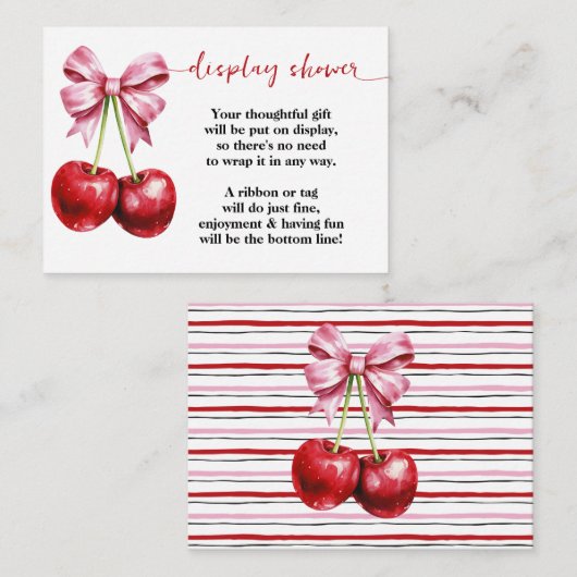 Cherry Coquette Display Geen Baby shower voor verp Informatiekaartje (Voorkant / Achterkant)