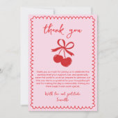 Cherry Coquette Hand getrokken Baby Girl Douche Bedankkaart (Voorkant)