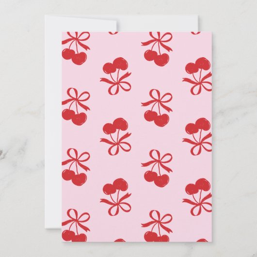 Cherry Coquette Hand getrokken Baby Girl Douche Bedankkaart (Achterkant)