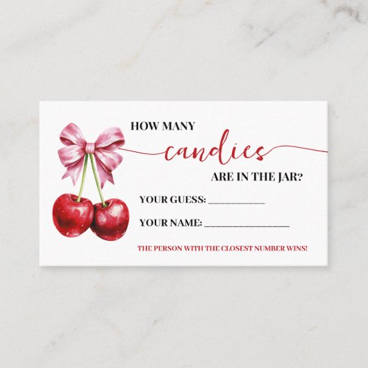 Cherry Coquette Hoeveel Snoepjes Douche Game Kaart Plaatskaartje (Voorkant)