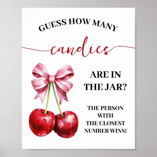 Cherry Coquette Hoeveel Snoepjes Douche Game Sign Poster (Voorkant)