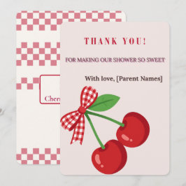 Cherry Coquette Meisje Baby Shower Bedankkaart Kaart