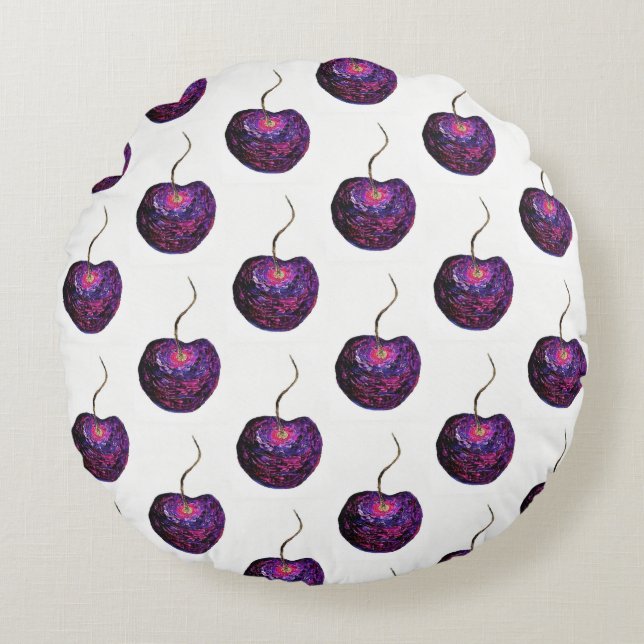 Cherry Cotton Rond Sierkussen (16") Kussen (Voorkant)