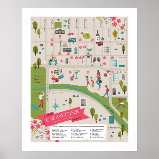 Cherry Creek North Map 16 x 20 inch Poster (Voorkant)