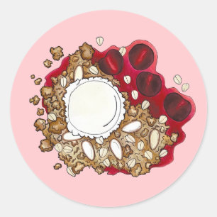 Cherry Crumble Cobbler Dessert Ice Cream Voedsel Ronde Sticker