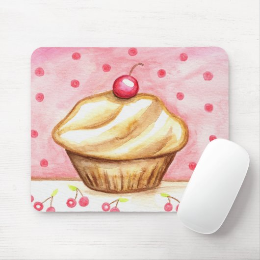 Cherry Cupcake Art Mousepad Muismat (Met muis)