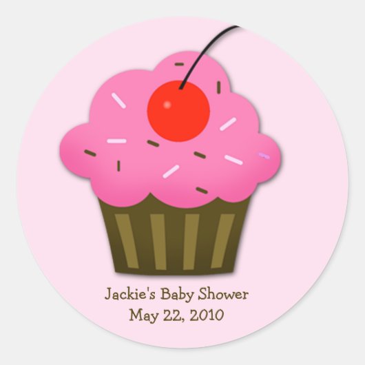 Cherry Cupcake Baby shower Favor Sticker (Voorkant)