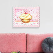 Cherry Cupcake Canvas Art Print (Insitu (Woonkamer))