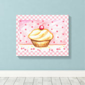 Cherry Cupcake Canvas Art Print (Insitu (Houten vloer))