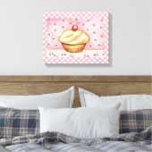 Cherry Cupcake Canvas Art Print (Insitu (Slaapkamer))