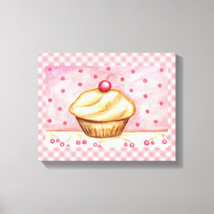 Cherry Cupcake Canvas Art Print