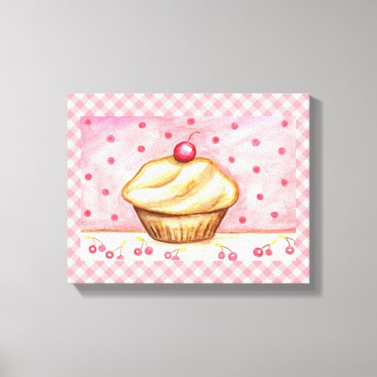 Cherry Cupcake Canvas Art Print (Voorkant)