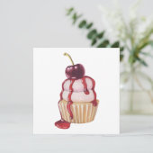 Cherry Cupcake Feestdagenkaart (Staand voorkant)
