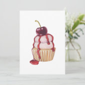 Cherry Cupcake Feestdagenkaart (Staand voorkant)
