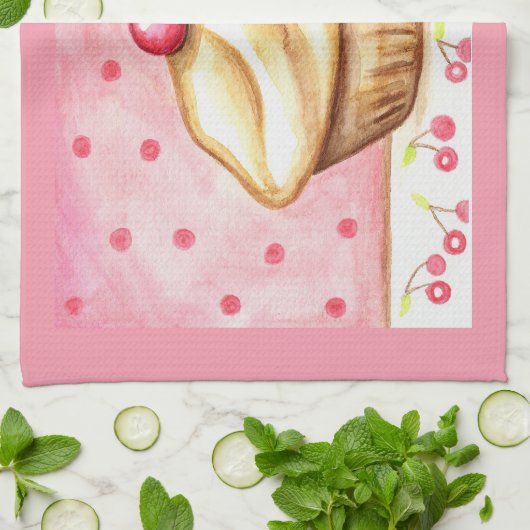 Cherry Cupcake Kitchen Towel  Theedoek (Gevouwen)