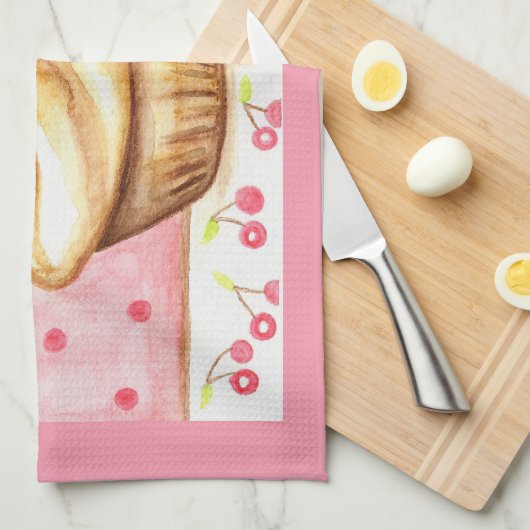 Cherry Cupcake Kitchen Towel Theedoek (Quarter Fold)