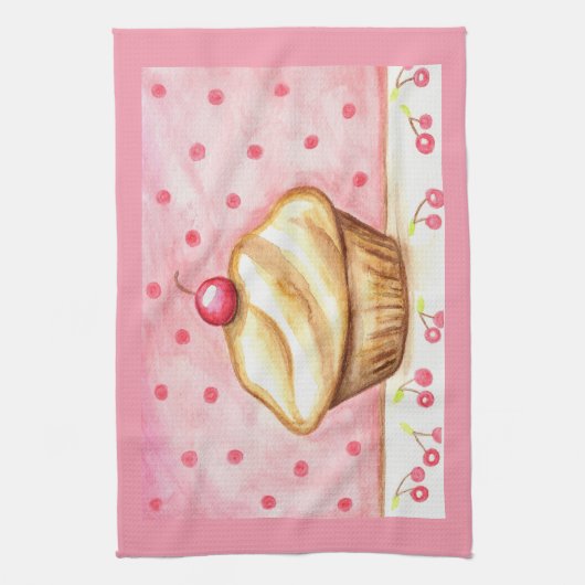 Cherry Cupcake Kitchen Towel  Theedoek (Verticaal)