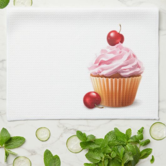Cherry cupcake Kitchen Towel Theedoek (Gevouwen)