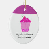 Cherry Cupcake met Gezegde Keramisch Ornament (Rechts)