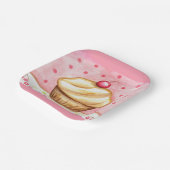 Cherry Cupcake Paper Plates  Papieren Bordje (Gebogen)