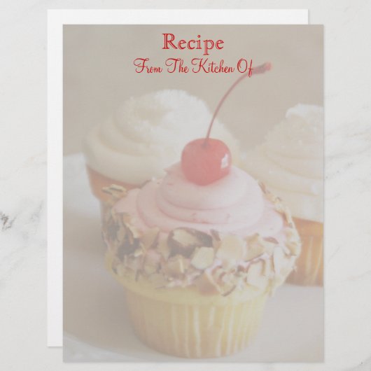 Cherry Cupcake Recipe Letterhead (Voorkant / Achterkant)
