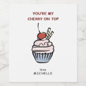 Cherry Cupcake Valentijnsdag Wijn Etiket (Enkel label)