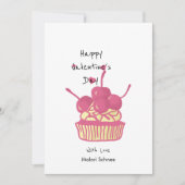 Cherry Cupcake Valentine – Hand-Drawn Dessert Feestdagenkaart (Voorkant)
