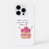 Cherry Cupcake Valentine – Hand-Drawn Dessert iPhone Hoesje (Achterkant)