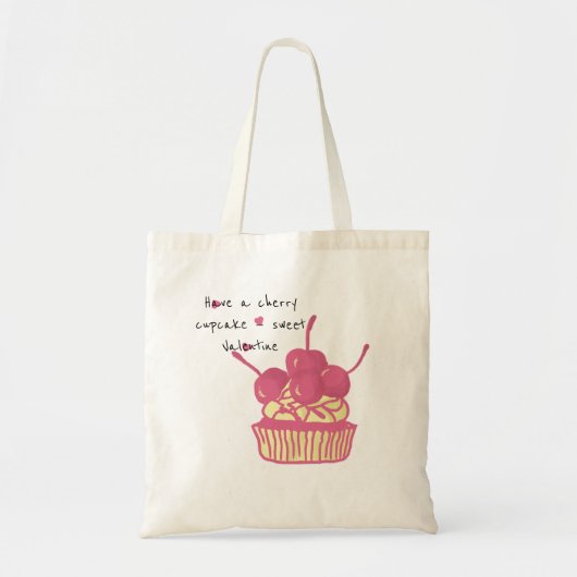 Cherry Cupcake Valentine – Hand-Drawn Dessert Tote Bag (Voorkant)