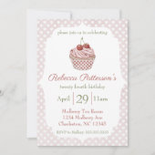 Cherry Cupcake Waterverf Hearts verjaardagsfeestje Kaart (Voorkant)