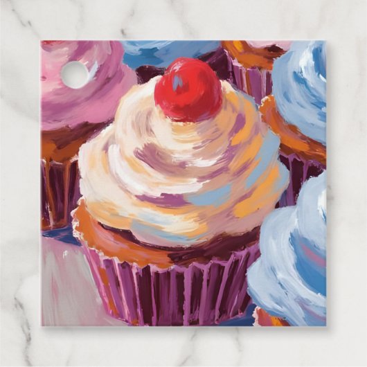 Cherry Cupcakes Happy Birthday Party Bedankjes Labels (Voorkant)