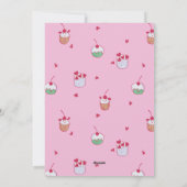 Cherry Cupcakes & Love Hearts – Valentine Dessert Feestdagenkaart (Achterkant)