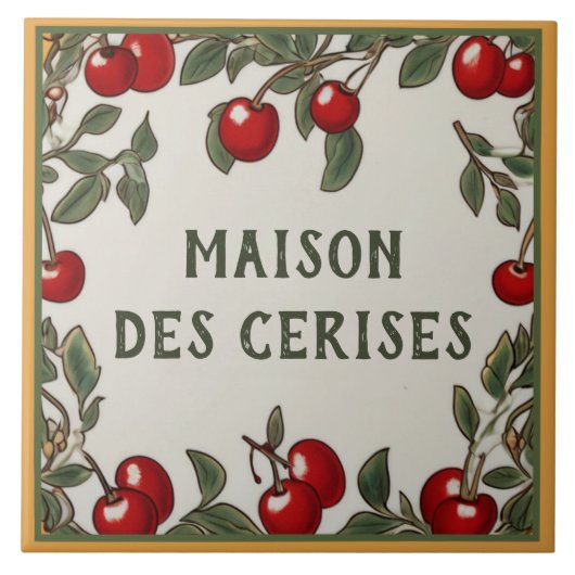 Cherry Custom House Name Bord Plaqueteken Tegeltje (Voorkant)