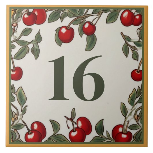 Cherry Custom House Nummer Teken Plaque Tegeltje (Voorkant)