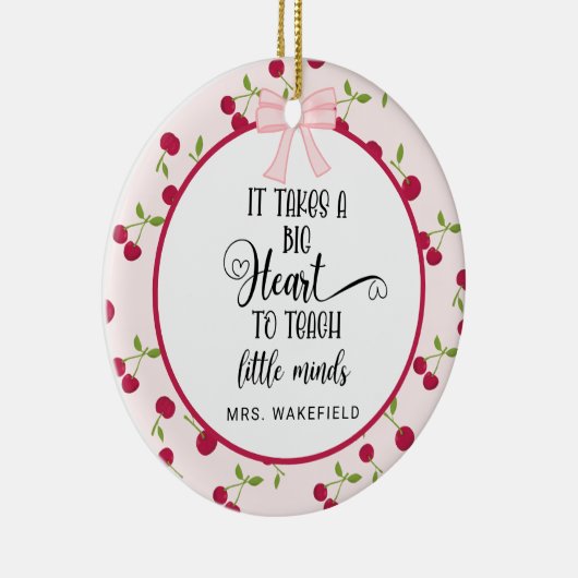 Cherry Custom Teacher Appreciation Gift Christmas Keramisch Ornament (Rechts)