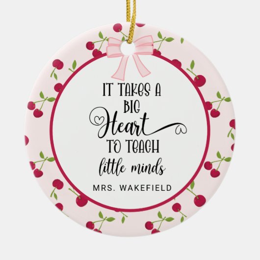 Cherry Custom Teacher Appreciation Gift Christmas Keramisch Ornament (Voorkant)
