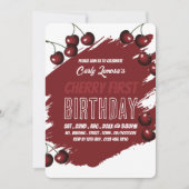 Cherry Design, Cherry First Birthday Invitation Kaart (Voorkant)