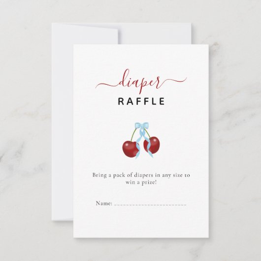 Cherry Diaper Raffle Baby shower Blue Bow Boy (Voorkant)