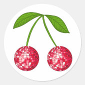 Cherry Disco Bal Ronde Sticker (Voorkant)