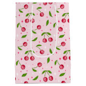 Cherry Disco Ball Pattern Medium Cadeauzakje (Achterkant)