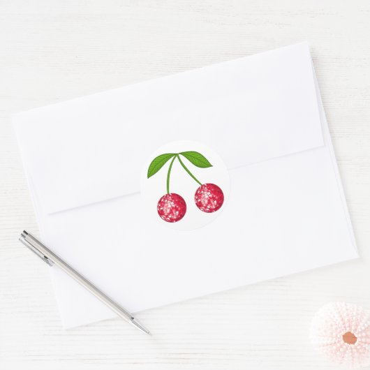 Cherry Disco Ball Ronde Sticker (Envelop)
