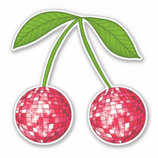 Cherry Disco Ball Sticker