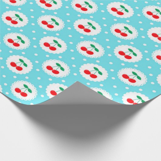 Cherry Dot Pattern – Retro Fruit Gift & Decor Cadeaupapier (Hoek)